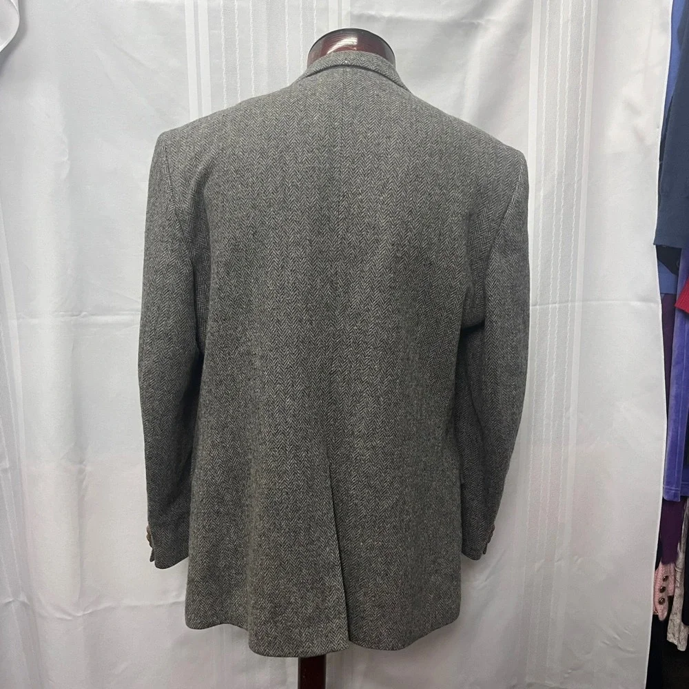 Farah Mens 42R Grey Herringbone Wool Sport Coat‎ Blazer Jacket Academia Heritage